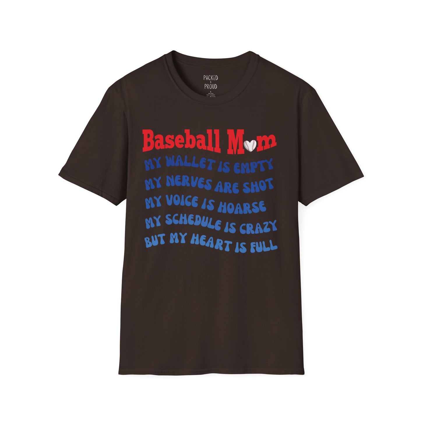 Baseball Mom with Full Heart T-Shirt