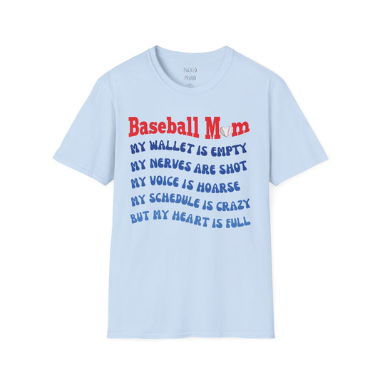 Baseball Mom with Full Heart T-Shirt
