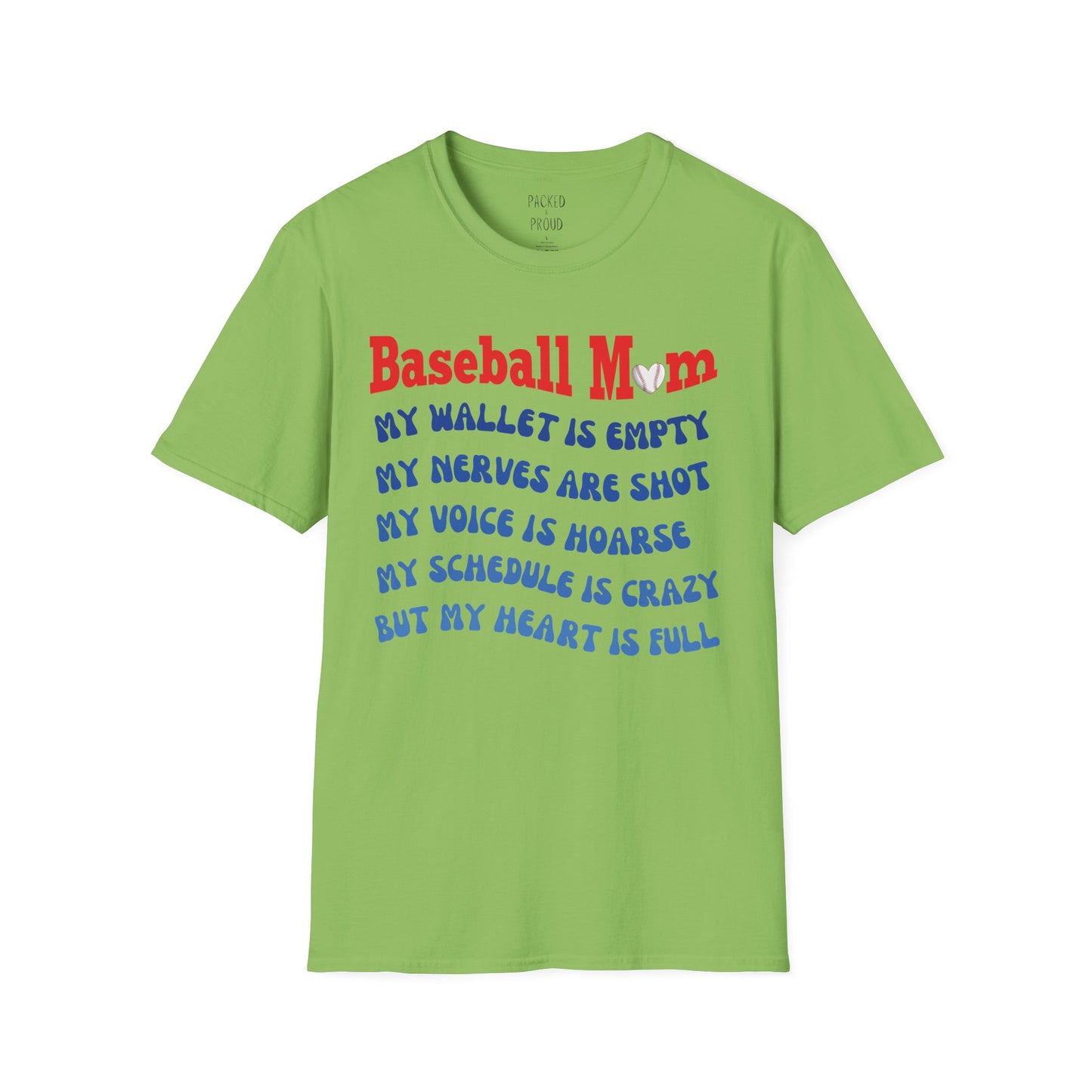 Baseball Mom with Full Heart T-Shirt