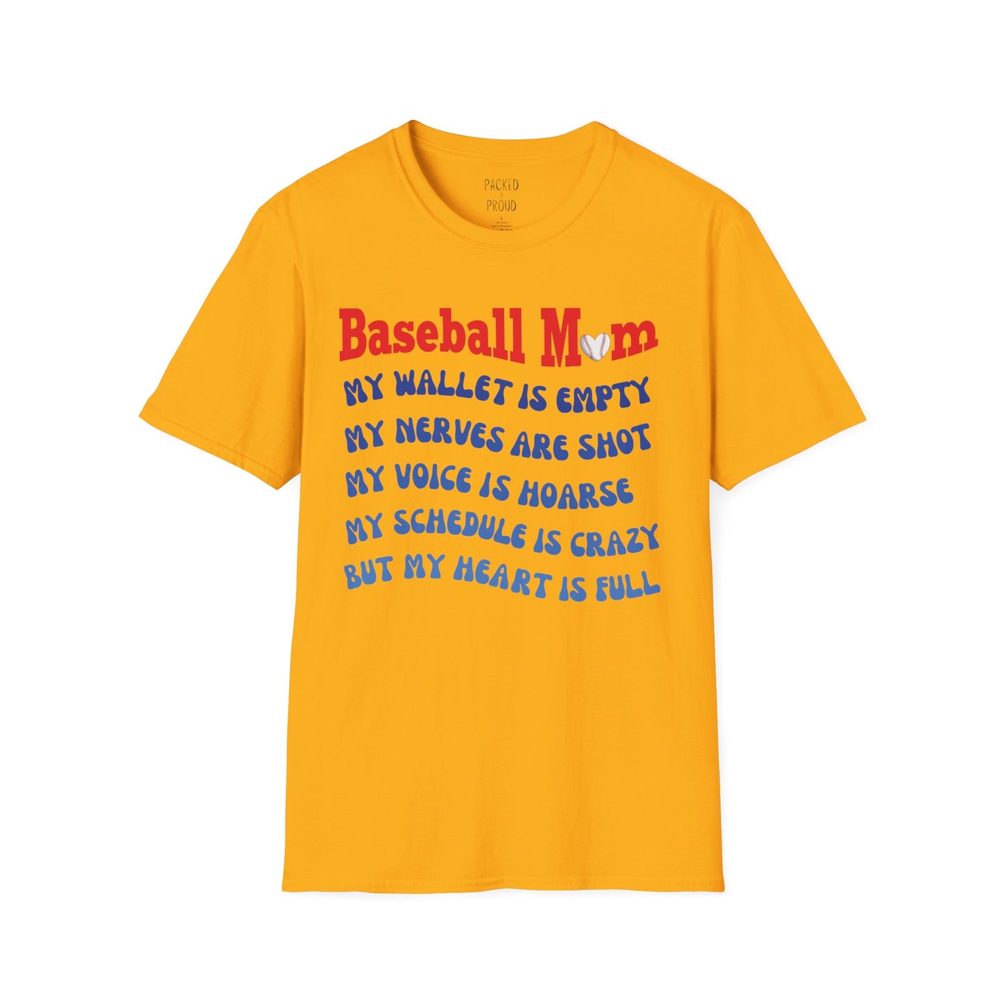 Baseball Mom with Full Heart T-Shirt