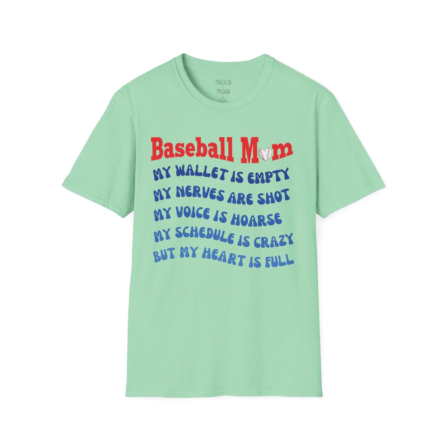 Baseball Mom with Full Heart T-Shirt