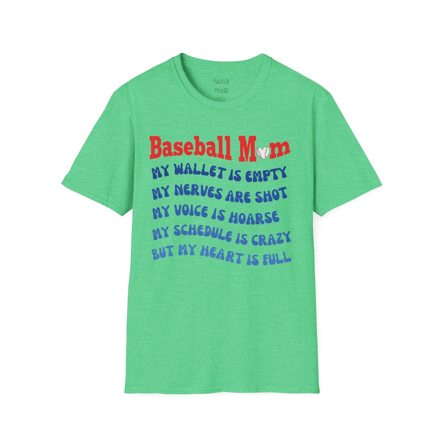 Baseball Mom with Full Heart T-Shirt