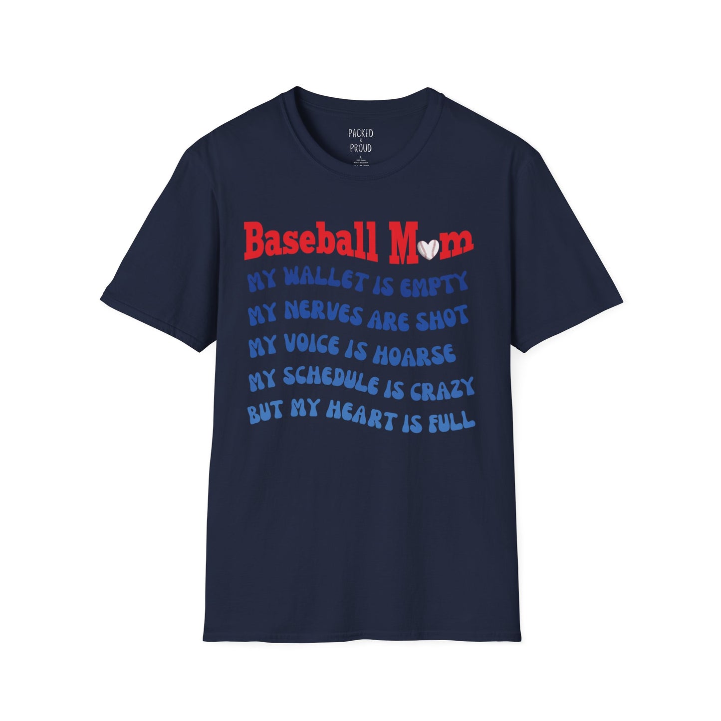 Baseball Mom with Full Heart T-Shirt
