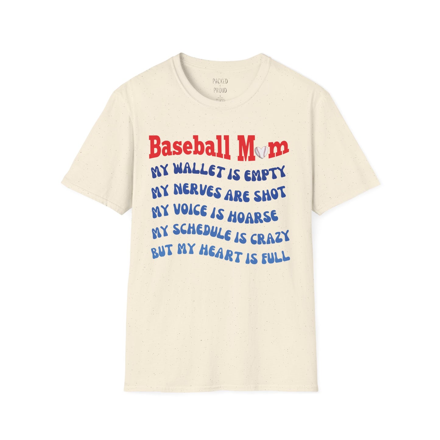 Baseball Mom with Full Heart T-Shirt