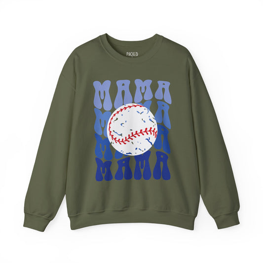 Baseball Blues Mama Crewneck Sweatshirt