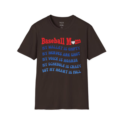 Baseball Mom with Full Heart T-Shirt