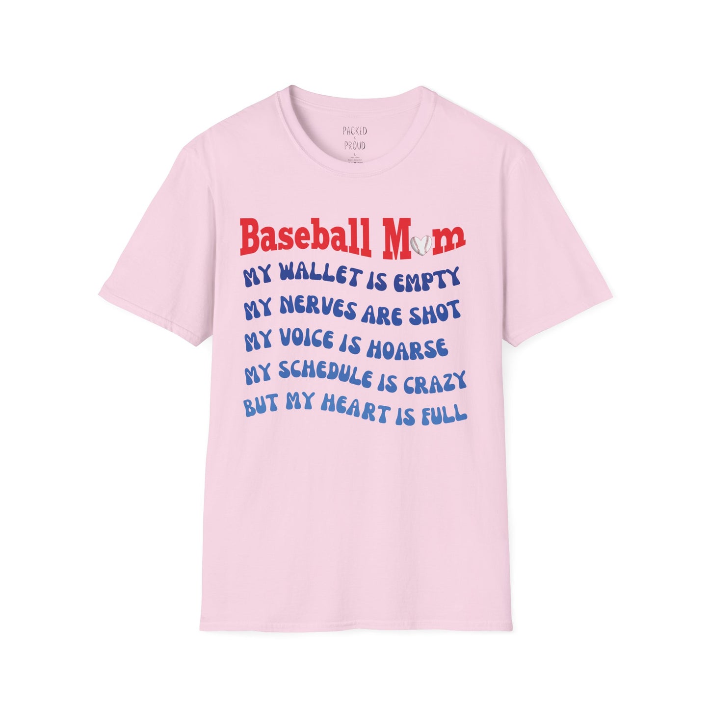 Baseball Mom with Full Heart T-Shirt