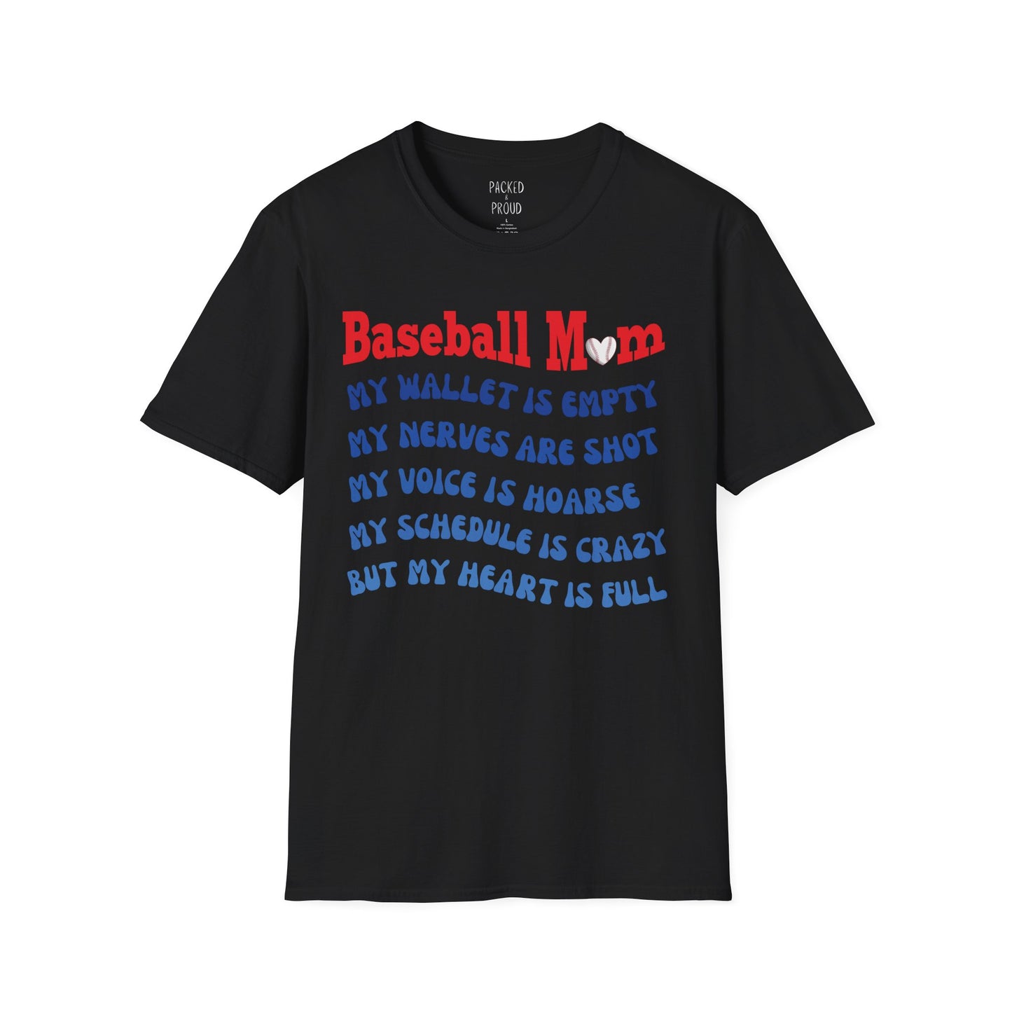 Baseball Mom with Full Heart T-Shirt