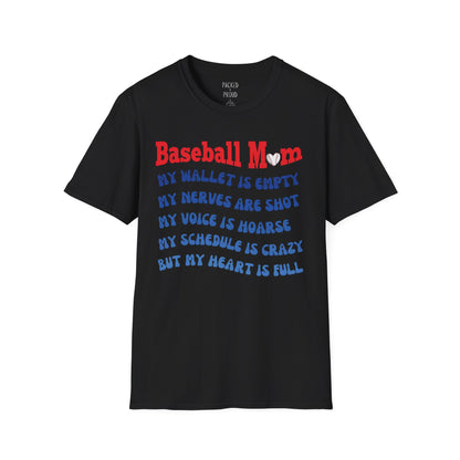 Baseball Mom with Full Heart T-Shirt
