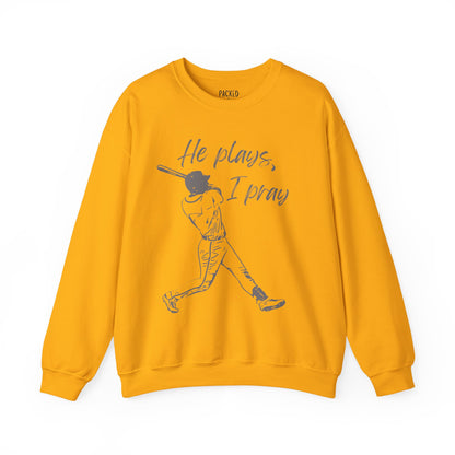 He Plays, I Pray Crew Neck Sweatshirt