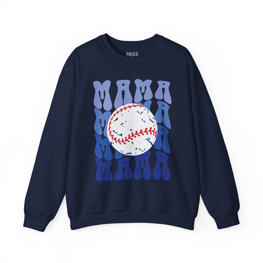 Baseball Blues Mama Crewneck Sweatshirt