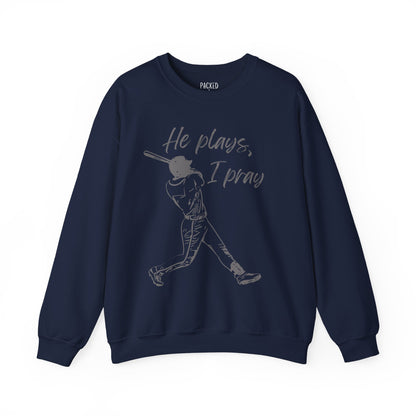 He Plays, I Pray Crew Neck Sweatshirt