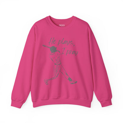 He Plays, I Pray Crew Neck Sweatshirt