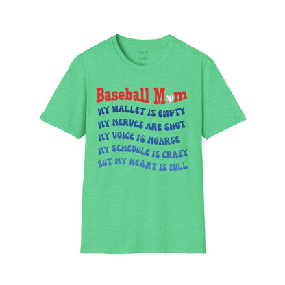 Baseball Mom with Full Heart T-Shirt