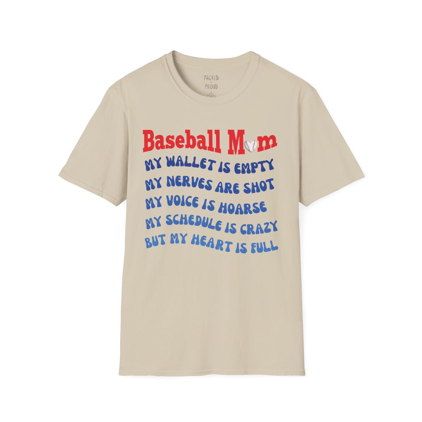 Baseball Mom with Full Heart T-Shirt