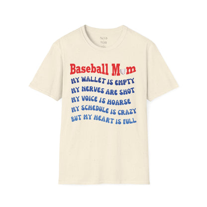 Baseball Mom with Full Heart T-Shirt