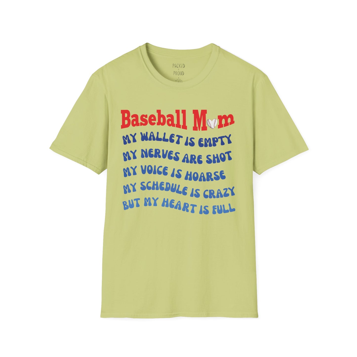 Baseball Mom with Full Heart T-Shirt