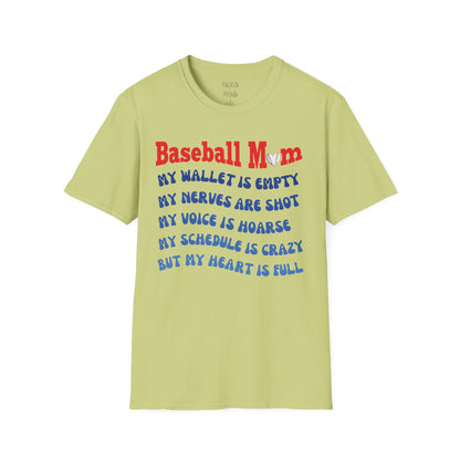 Baseball Mom with Full Heart T-Shirt