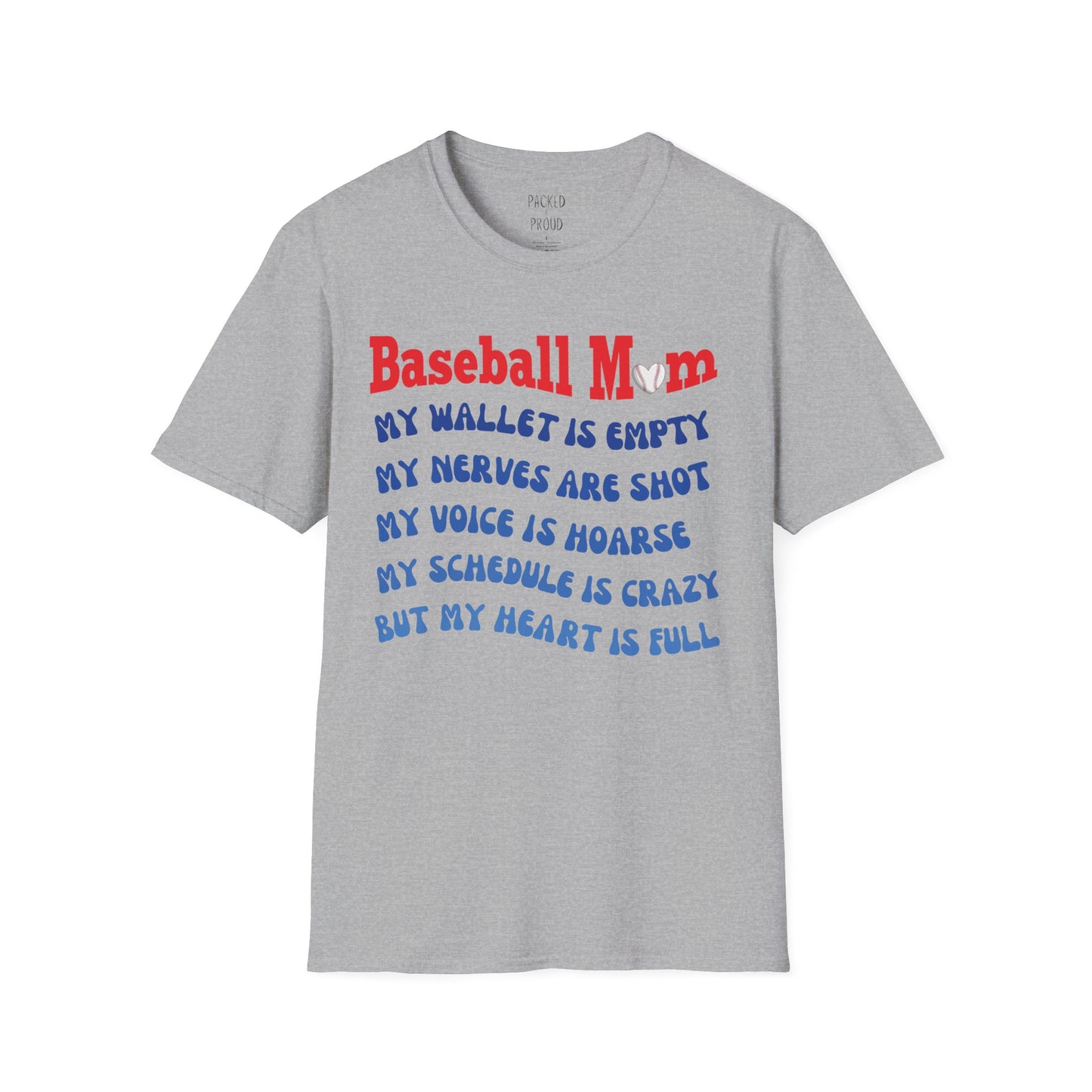 Baseball Mom with Full Heart T-Shirt