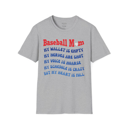 Baseball Mom with Full Heart T-Shirt