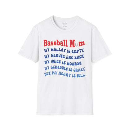 Baseball Mom with Full Heart T-Shirt