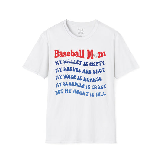 Baseball Mom with Full Heart T-Shirt