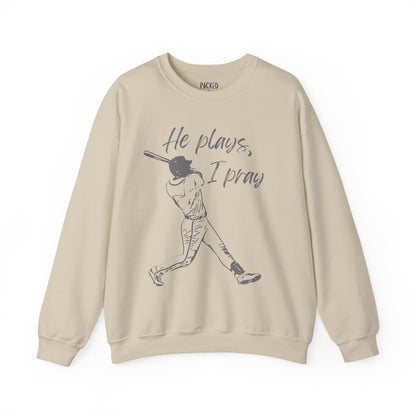 He Plays, I Pray Crew Neck Sweatshirt