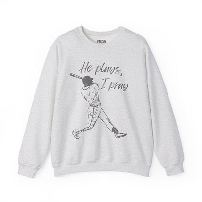 He Plays, I Pray Crew Neck Sweatshirt