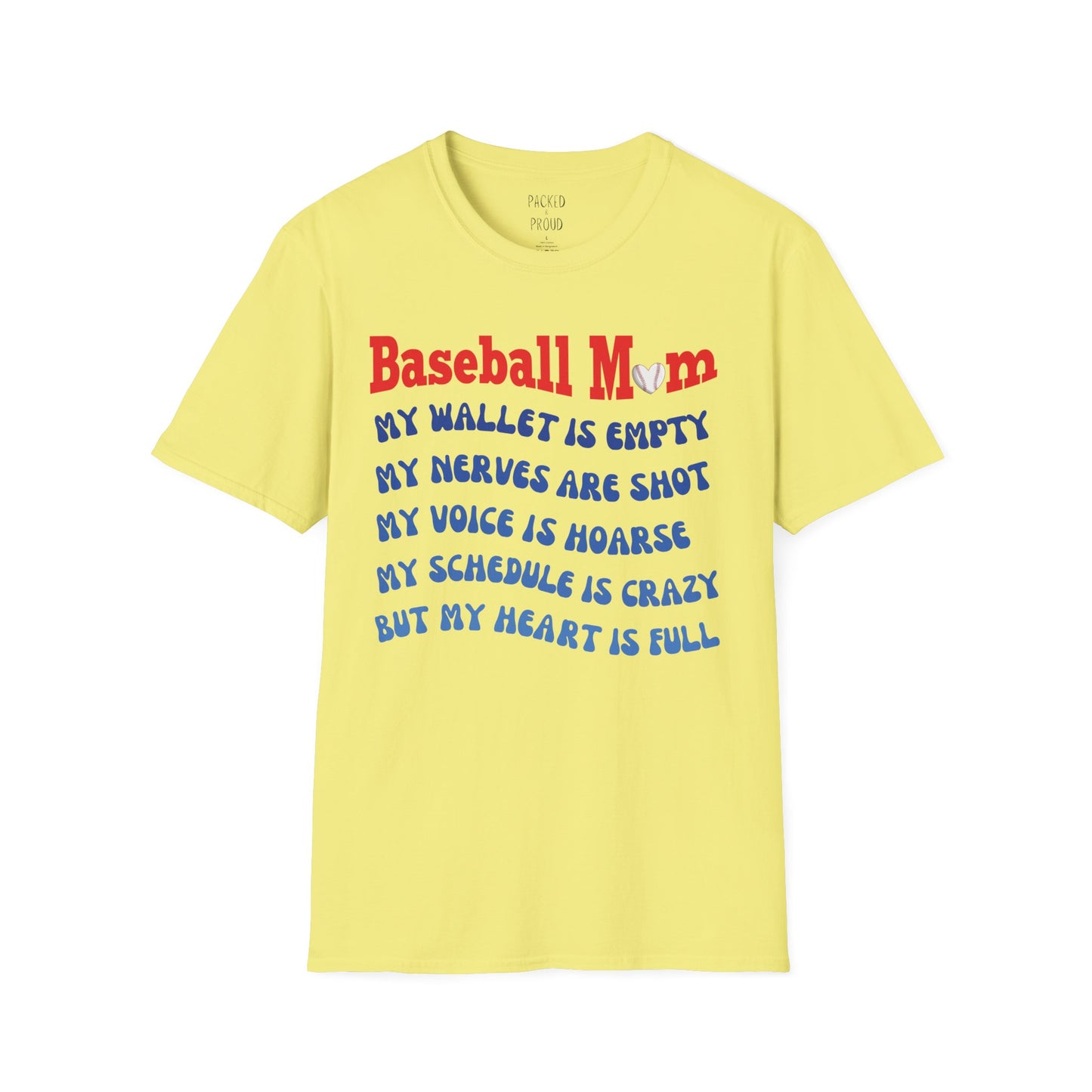 Baseball Mom with Full Heart T-Shirt