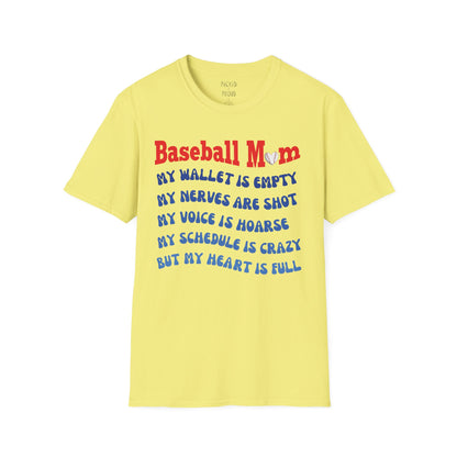 Baseball Mom with Full Heart T-Shirt