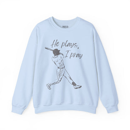 He Plays, I Pray Crew Neck Sweatshirt